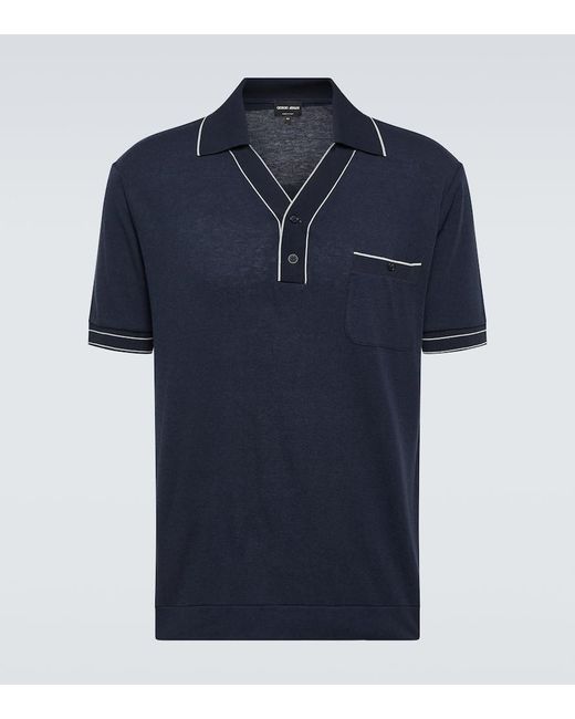 Polo in jersey di Giorgio Armani in Blue da Uomo