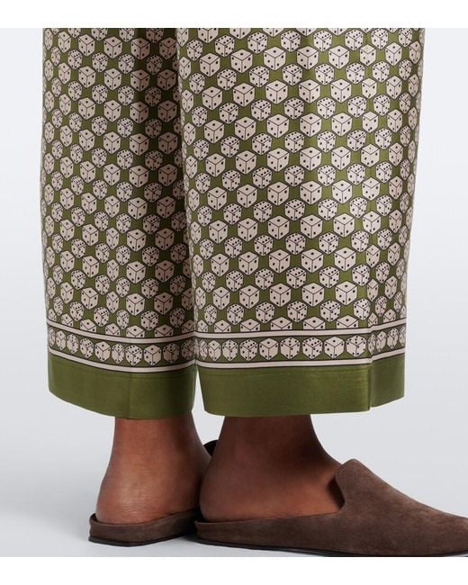 Max Mara Natural Printed Silk Wide-Leg Pants