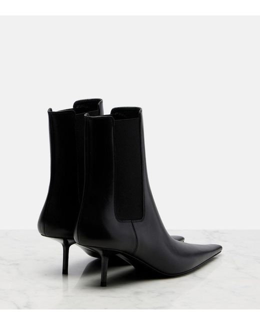 Saint Laurent Black Victoire 55 Leather Ankle Boots
