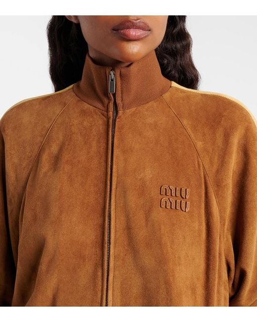 Miu Miu Brown Oversized Suede Jacket
