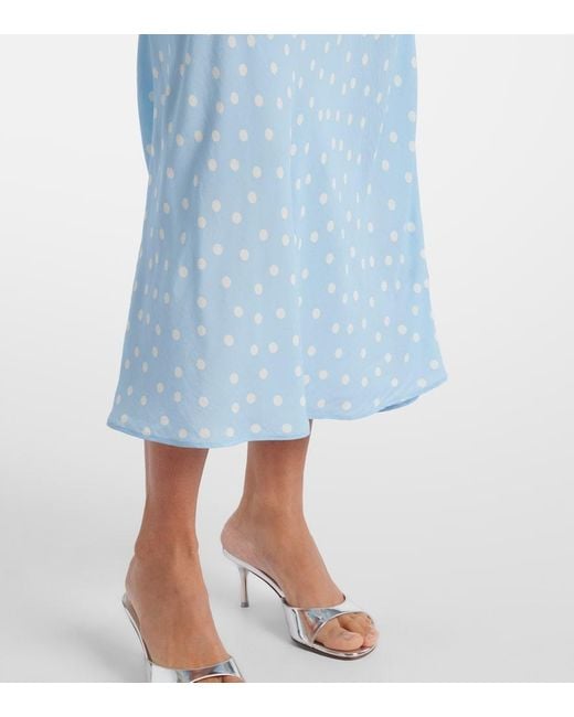 Rixo Blue Iggy Lace-Trimmed Polka-Dot Midi Dress