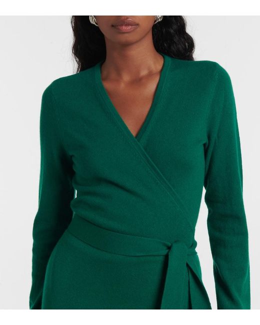 Diane von Furstenberg Green Astrid Wool And Cashmere Wrap Dress