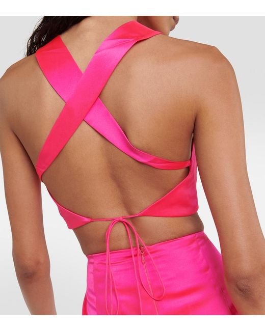 The Sei Pink Silk Satin Bra Top
