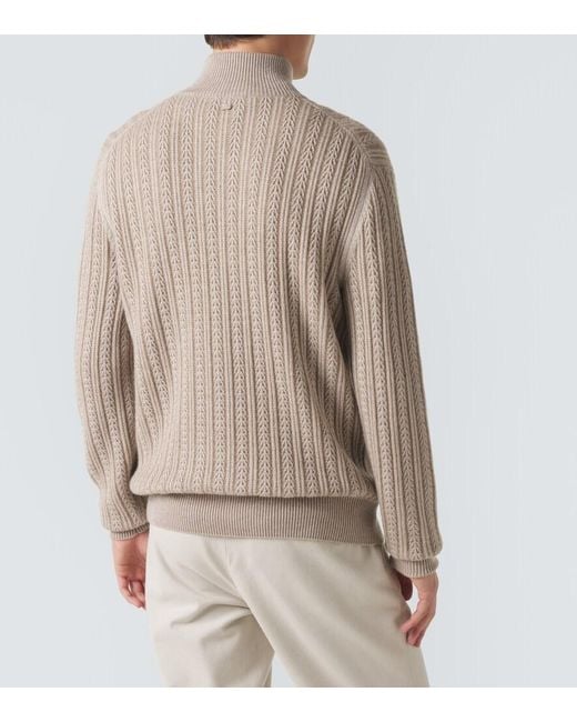 Agnona Natural Cashmere, Wool, And Silk Half-Zip Sweater for men