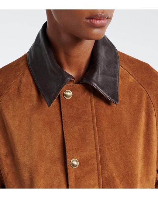 Nili Lotan Brown Kedem Leather-Trimmed Suede Jacket