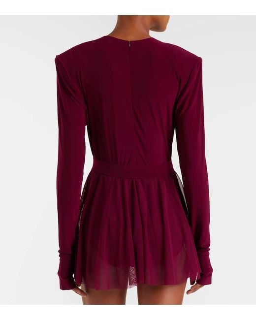 Body Semitransparente Con Cinturon Norma Kamali de color Purple