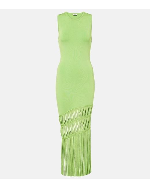 Jonathan Simkhai Green Brookes Fringed Maxi Dress