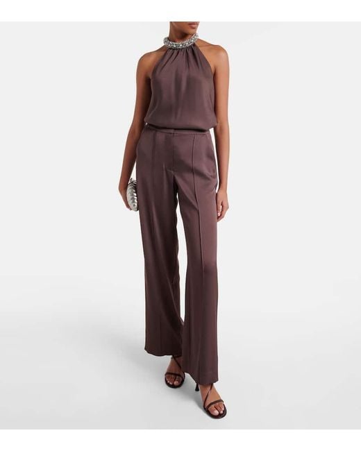 Jonathan Simkhai Brown Embellished Satin Top