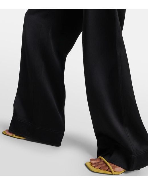 Totême  Black High-Rise Satin Wide-Leg Pants