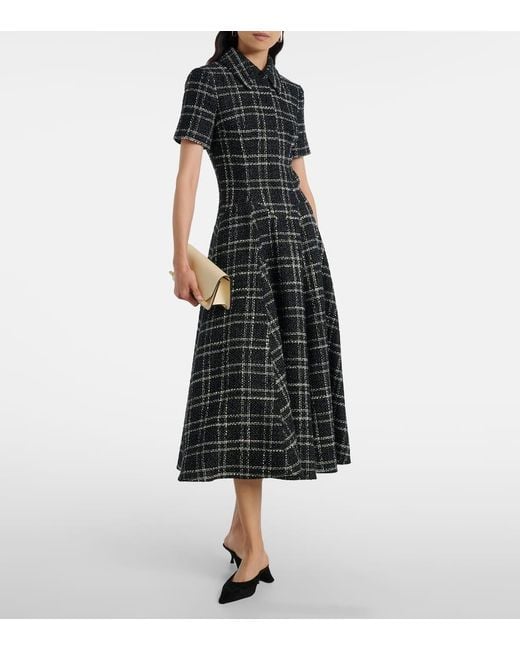 Emilia Wickstead Black Jody Checked Midi Dress
