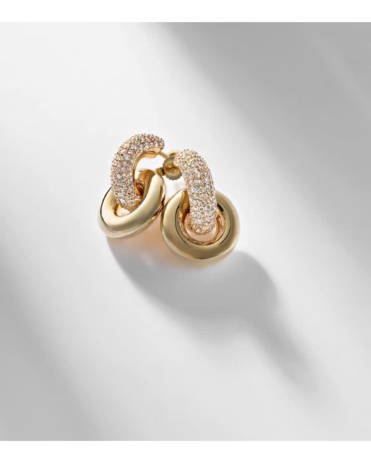 STONE AND STRAND White Buoy 14Kt Huggie Earrings With Diamonds