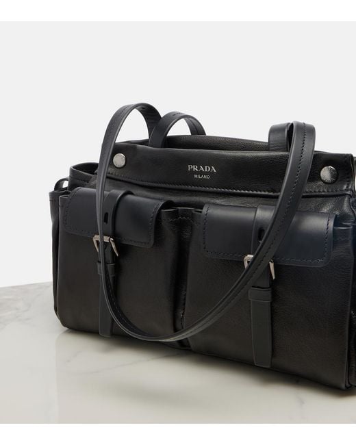 Prada Black Route Leather Tote Bag