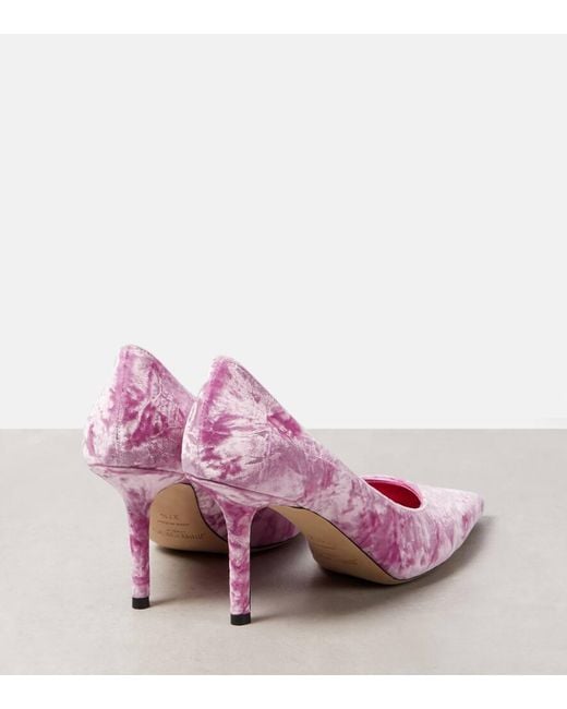 Jimmy Choo Pink Love 85 Velvet Pumps