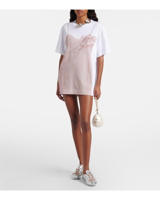 Simone Rocha White Trompe L'Oil Cotton Jersey T-Shirt