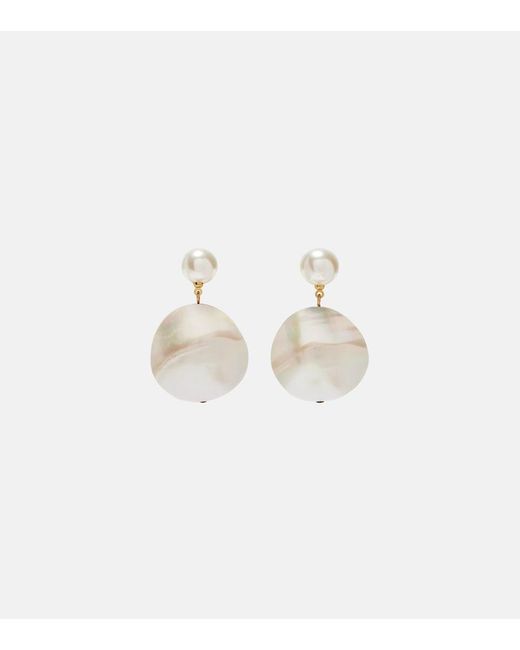 Jennifer Behr White Nerine Mother-Of-Pearl Drop Earrings