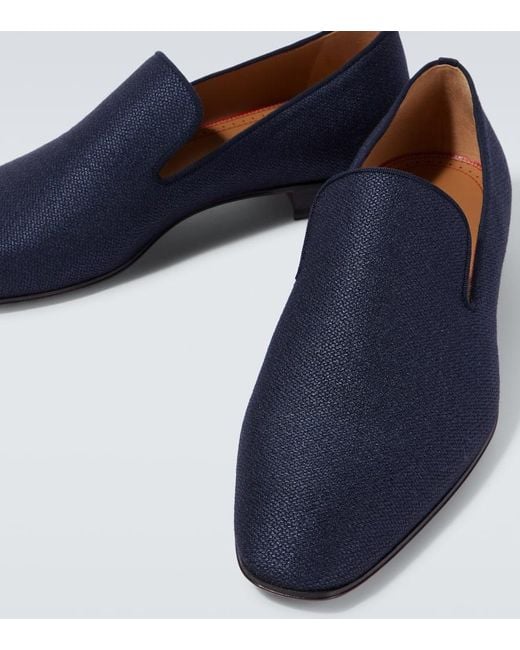 Christian Louboutin Blue Dandelion Silk-Crepe Loafers for men