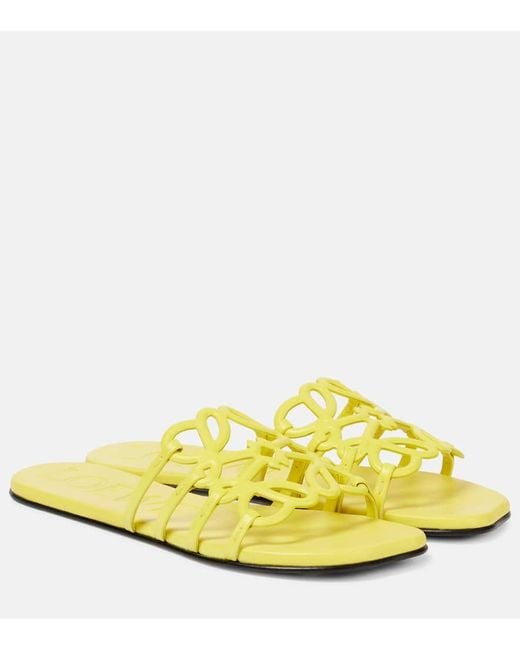 Loewe Yellow X Paula's Ibiza Leather Petal Anagram Slides