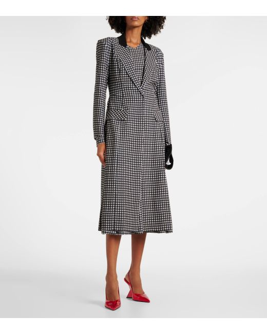 Norma Kamali Black Houndstooth Coat