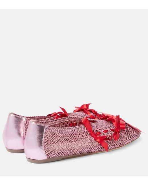 Simone Rocha Red Ballerinas Aus Haekelstrick