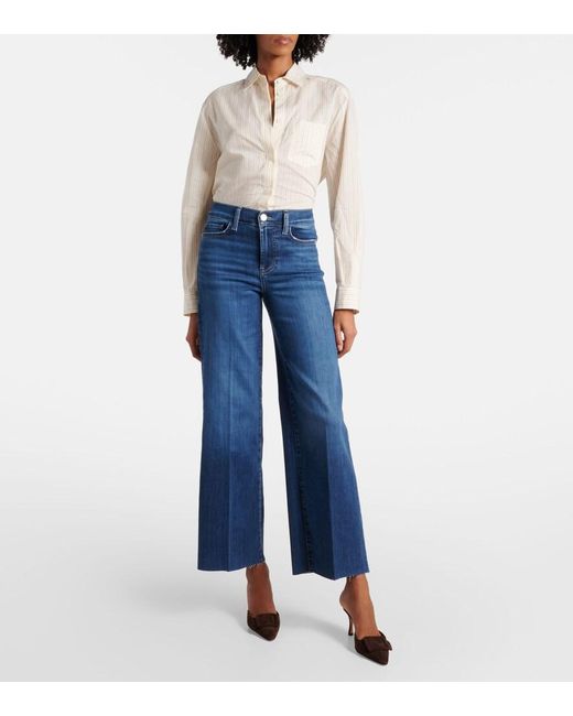 FRAME Blue Le Slim Palazzo Wide-Leg Jeans