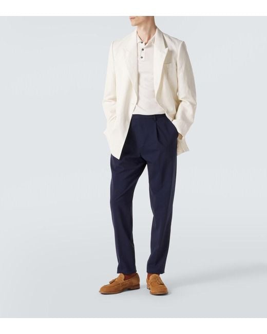Eleventy Blue Wool-Blend Straight Pants for men