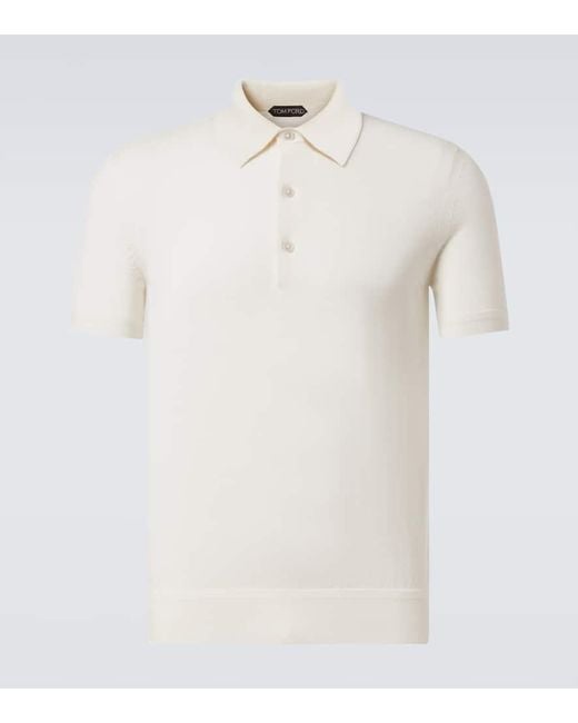 Tom Ford White Cashmere And Silk Polo Shirt for men