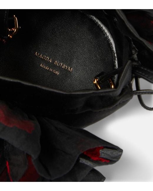 Magda Butrym Black Floral Satin Bucket Bag