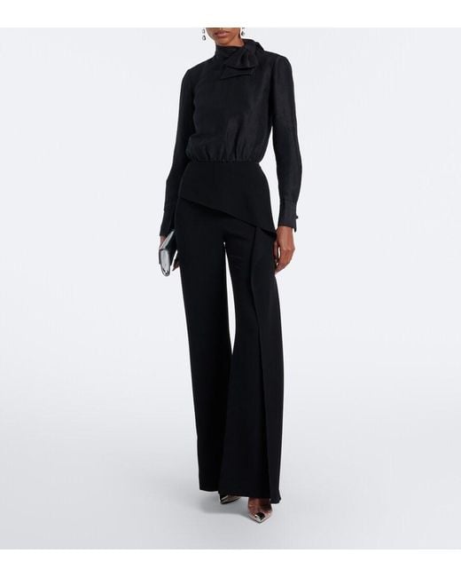 Roland Mouret Black Draped Wide-Leg Pants