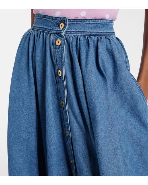 Patou Blue Denim Midi Skirt