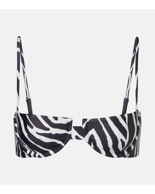SAME Black Zebra-Print Bikini Top
