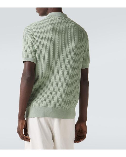 Polo Ralph Lauren Green Cable-Knit Cotton Polo Shirt for men