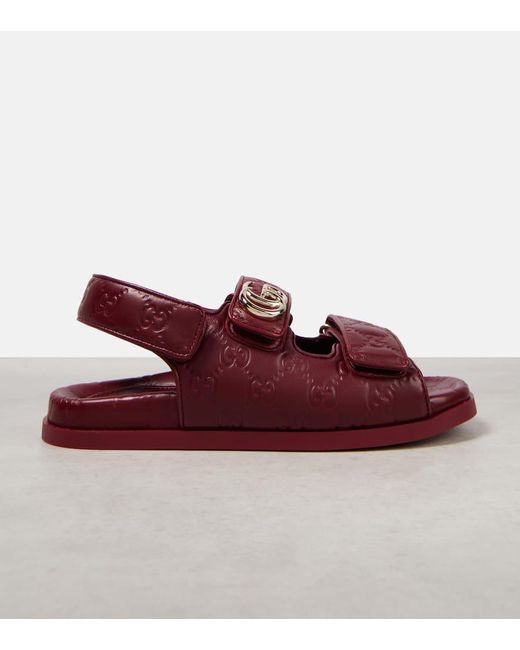 Gucci Red Sandalen New Marmont Gg Aus Leder