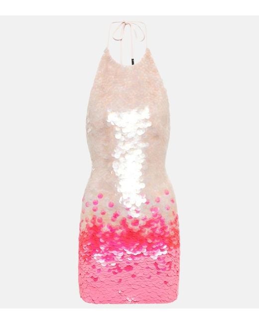 David Koma Pink Gradient Sequin Minidress