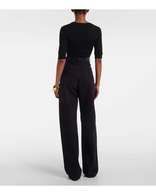 Saint Laurent Black Cropped Wool Top