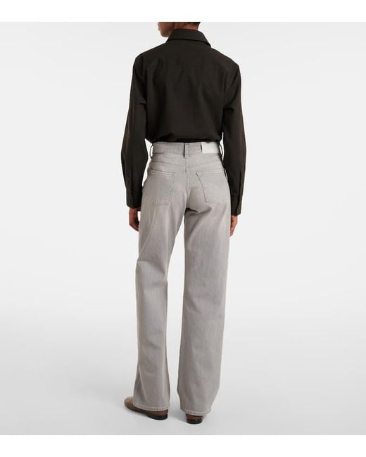7 For All Mankind Gray Tess Mid-Rise Straight Jeans