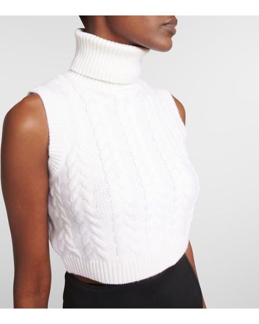 Max Mara White Oscuro Wool And Cashmere Turtleneck Top