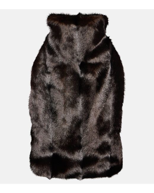 Magda Butrym Black Halterneck Faux Fur Top