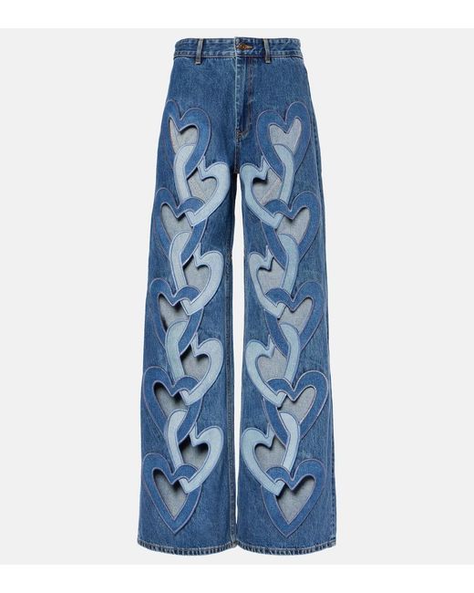 Area Blue Cutout High-Rise Wide-Leg Jeans