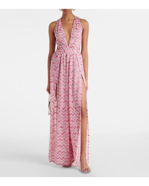 Missoni Pink Zigzag Halterneck Jumpsuit