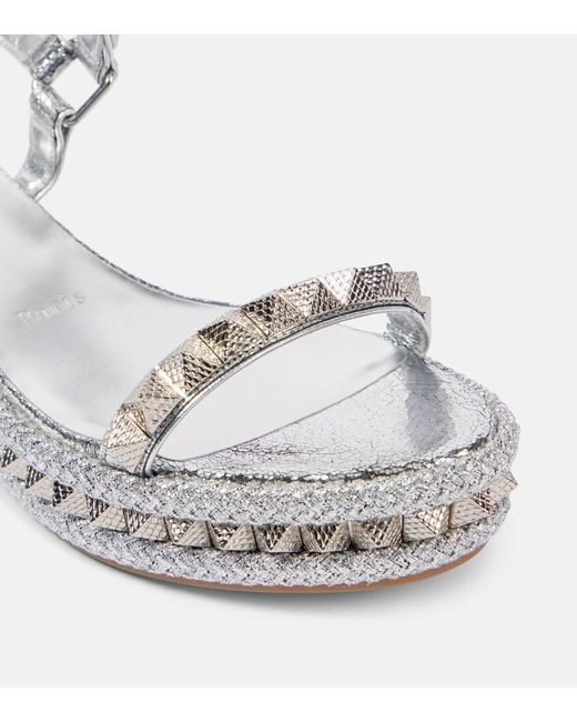 Christian Louboutin Espadrille-Wedges Pyraclou 60 Aus Metallic-Leder