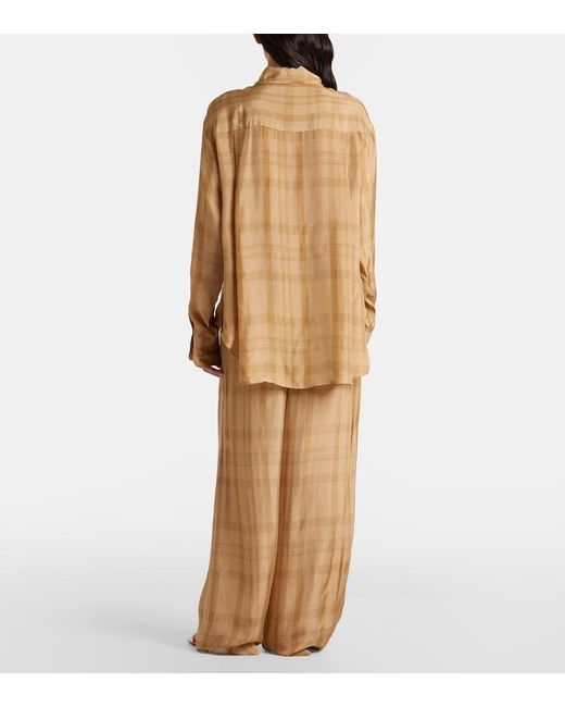 Frankie Shop Natural Baxter Checked Twill Wide-Leg Pants
