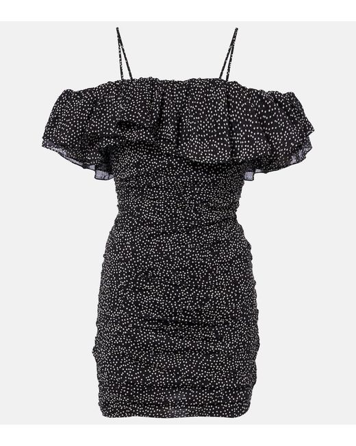 Isabel Marant Black Davilia Draped Polka-Dot Cotton Minidress