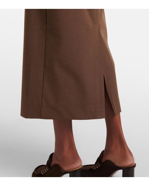 Staud Brown Layered Wool-Blend Midi Dress