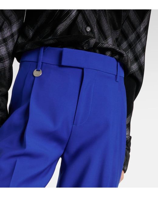 Pantalones anchos de lana virgen Burberry de color Blue