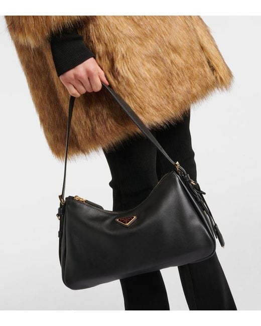 Prada Black Aimee Medium Leather Shoulder Bag