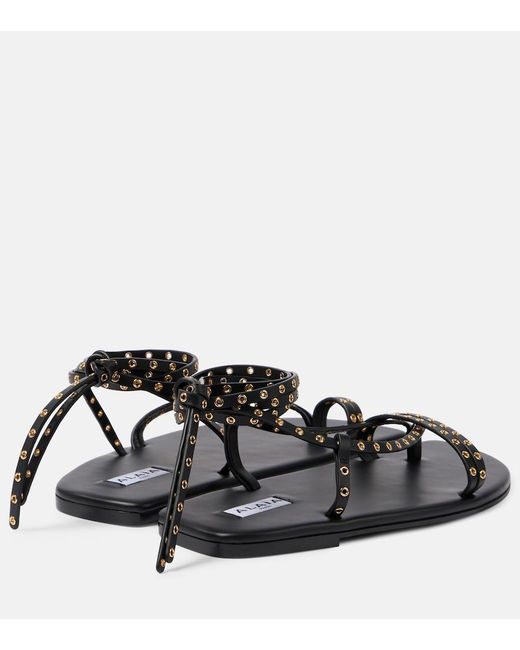 Alaïa Black Flat Strappy Sandal