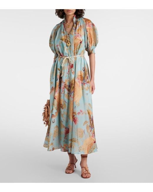 Zimmermann Multicolor Silk Palm Ascension Maxi Dress