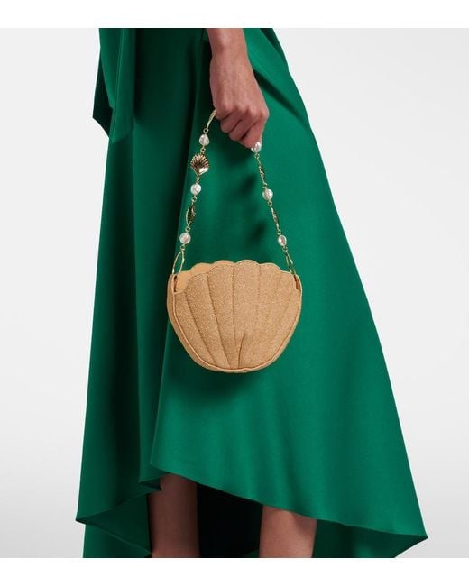 Oseree White Lumiere Small Embellished Clutch