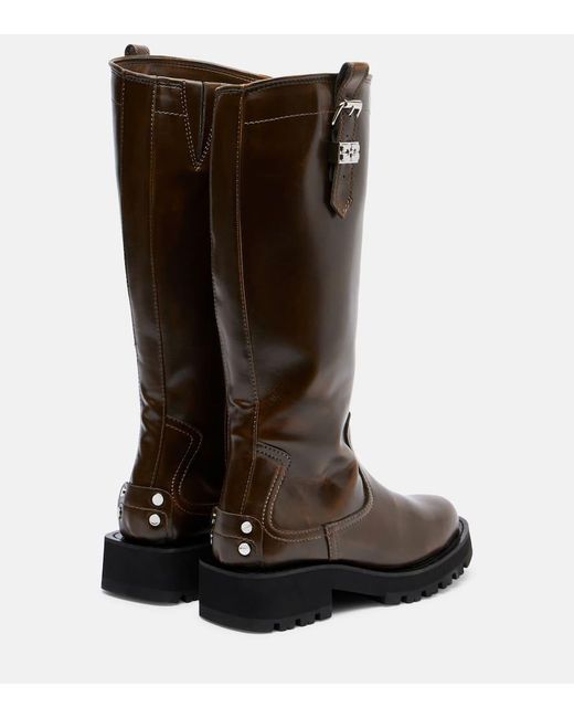 Ganni Brown Studs Knee-High Boots