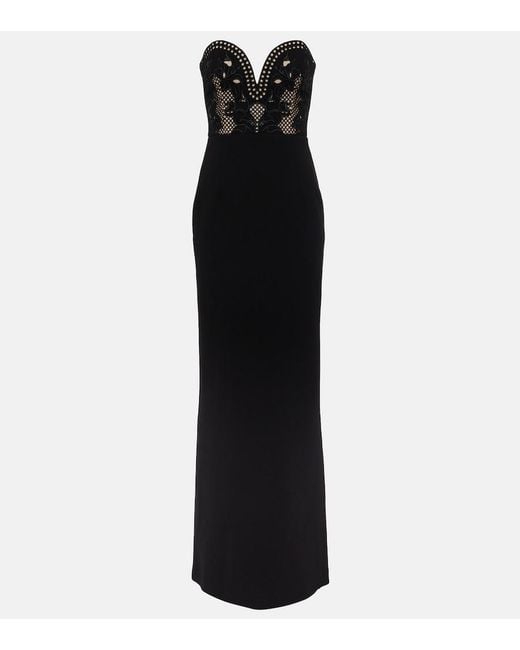 Rebecca Vallance Black Alisa Lace Bustier Gown